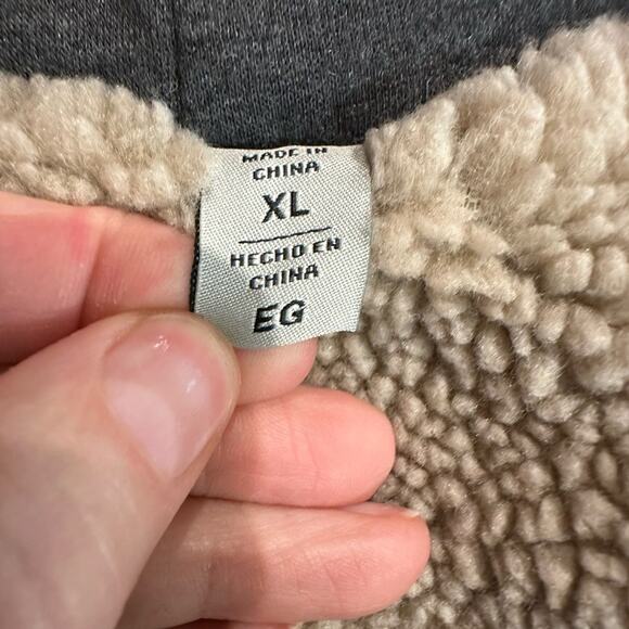 Levi’s Dark Brown Faux Leather and Shearling Mens XL Heavy Coat Sweatshirt Trim - Picture 5 of 9